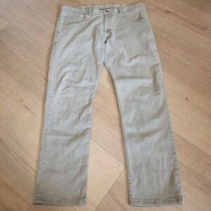 Dearborn Denim Mens Straight Leg Jeans Tan Khaki Size 38x31 Made in Chicago USA